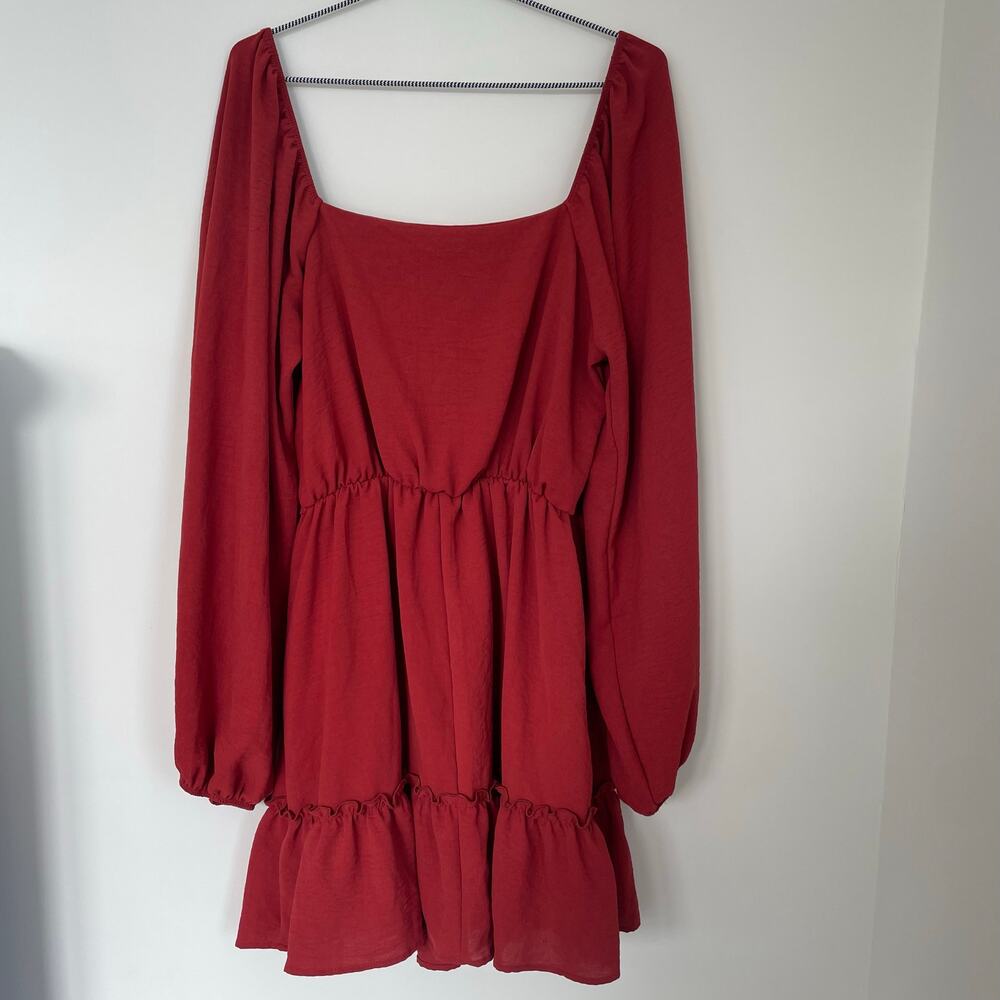 Altar'd State mini dress with puff sleeves and a square neckline Sz L